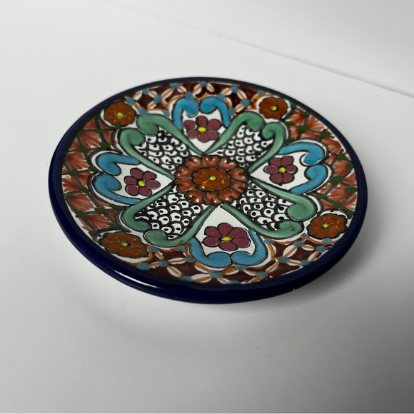 TALAVERA Multi Coloured Mexican Pottery Plate Wall Hanging Art Pue 5.5 inch - Picture 3 of 6
